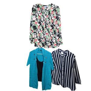 Women's 2X XXL Tops Shirts Blouses Sweaters Wholesale Bulk Lot of 3 18W 20W 2XL